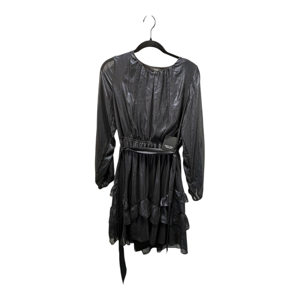Simply Vera Vera Wang Black Metallic Long Sleeve Ruffle Dress Women's Small